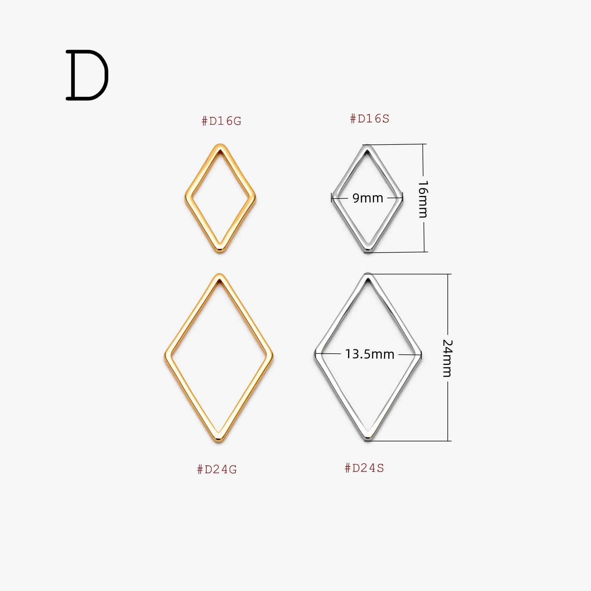 10pcs Gold/ Silver/ Rose Gold Teardrop Link Connector Charms 32/ 38mm, Gold/ Rhodium plated Brass Geometric Shape Pendants (GB-097)